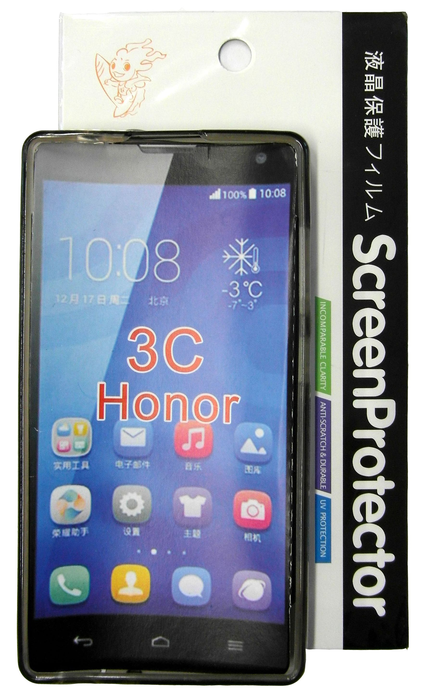 Чехол силиконовый (бампер) для смартфона Huawei Ascend Honor 3C +защитная пленка, black
