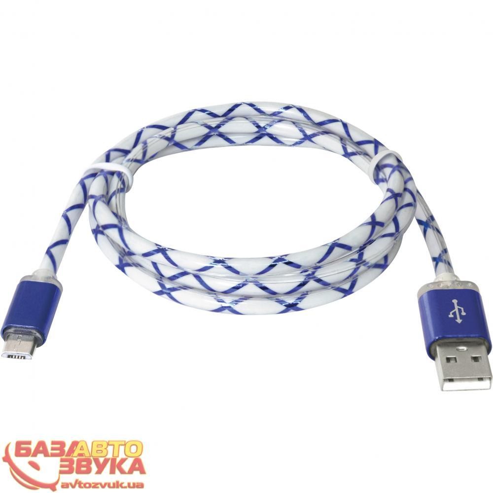 Кабель Micro USB Defender USB08-03LT USB(AM)-MicroBM BlueLED backlight (87555)