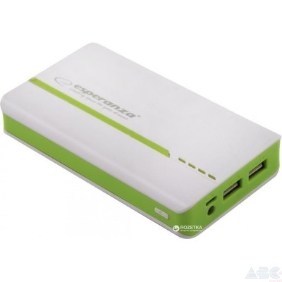 Внешний аккумулятор (Power Bank) Esperanza 11000 mAh White-Green (EMP107WG)