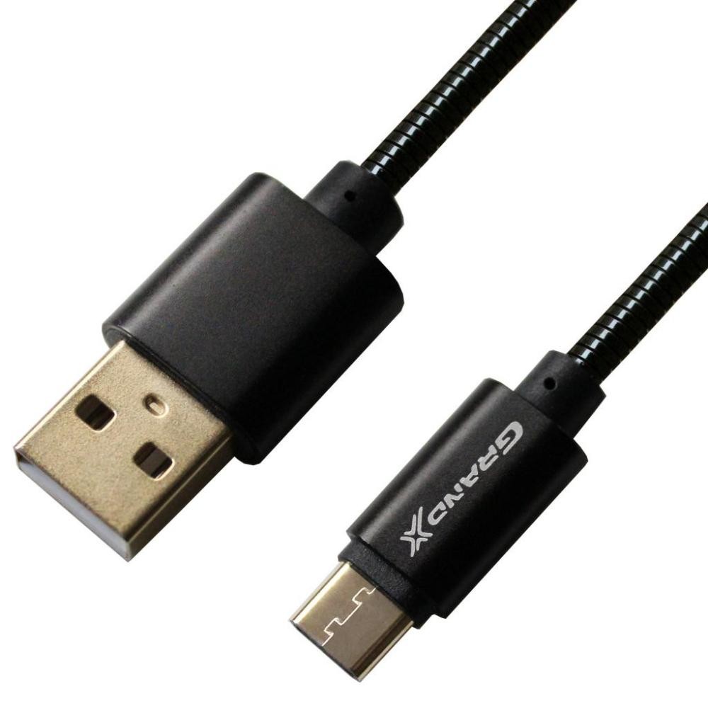 Кабель USB Type-C Grand-X USB - Type C, Cu, 2.1A, Black, 1m (MC-01B)