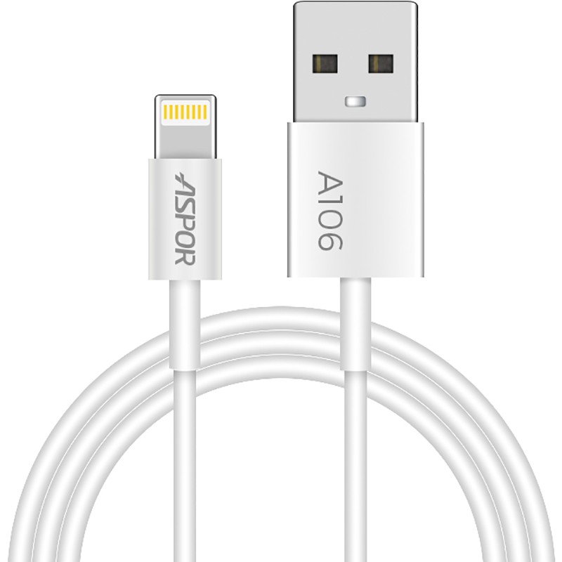 Кабель Lightning ASPOR USB Cable iPhone 5/6 White (A106)
