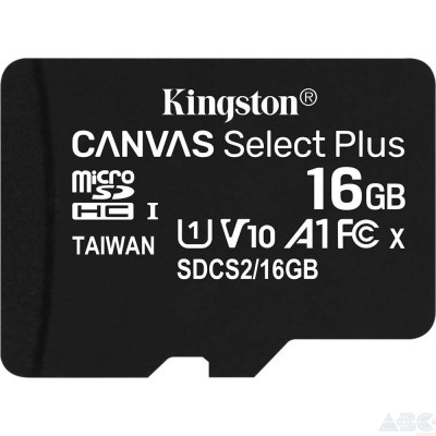 Карта памяти Kingston 16 GB microSDHC Class 10 UHS-I Canvas Select Plus SDCS2/16GBSP