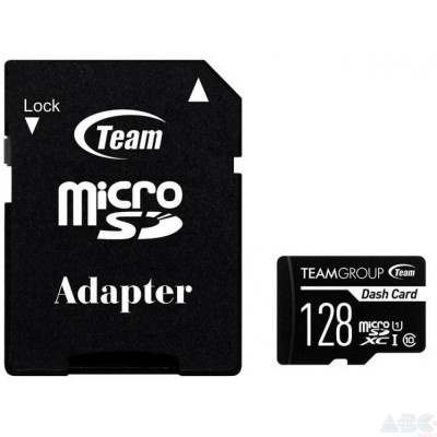 Карта памяти TEAM 128 GB microSDXC Class 10 UHS-I Dash Card + SD Adapter TDUSDX128GUHS03