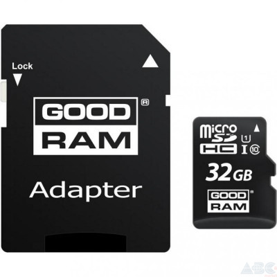 Карта памяти GOODRAM 32 GB microSDHC class 10 UHS-I + SD Adapter M1AA-0320R12