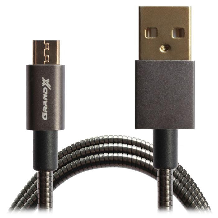 Кабель Micro USB Grand-X USB - micro USB, Cu, 2.1A, Black, 1m (MM-01B)